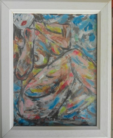 Pintura titulada "Nudo di donna su fo…" por Giovanni Incoronato, Obra de arte original, Acrílico