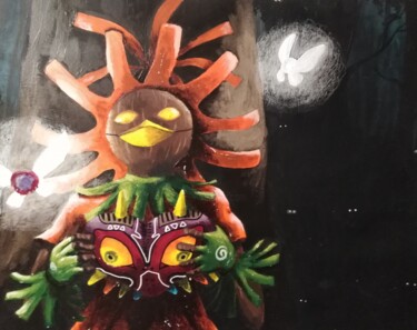 Painting titled "FanArt Skull Kid Th…" by Indi'Go, Original Artwork, Acrylic