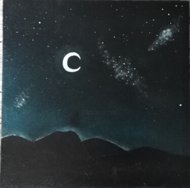 Painting titled ""Ciel de nuit"" by Indi'Go, Original Artwork, Acrylic