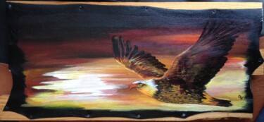 Painting titled "Flyght of the eagle…" by Graywolf Rm (Indian Héritage Arts), Original Artwork, Acrylic