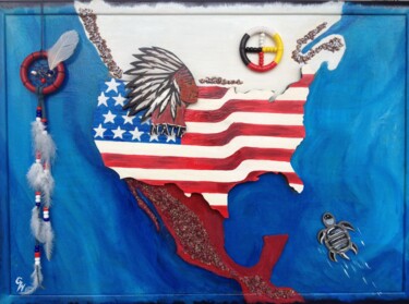 Painting titled "Native American ind…" by Graywolf Rm (Indian Héritage Arts), Original Artwork, Acrylic
