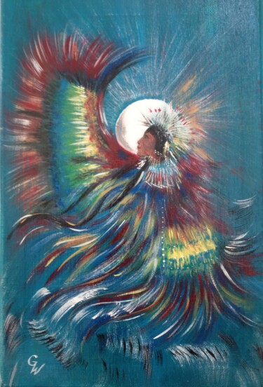 Painting titled "Fancy dancer" by Graywolf Rm (Indian Héritage Arts), Original Artwork, Acrylic