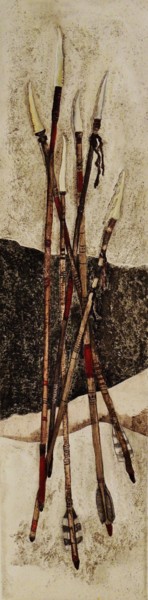 Painting titled "Aboriginal Arrows" by India O'Hara Andreoli, Original Artwork, Acrylic