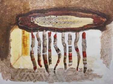 Peinture intitulée "Sticks" par India O'Hara Andreoli, Œuvre d'art originale, Acrylique Monté sur Panneau de bois