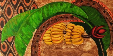 Painting titled "Bananas" by India O'Hara Andreoli, Original Artwork, Acrylic Mounted on Wood Panel