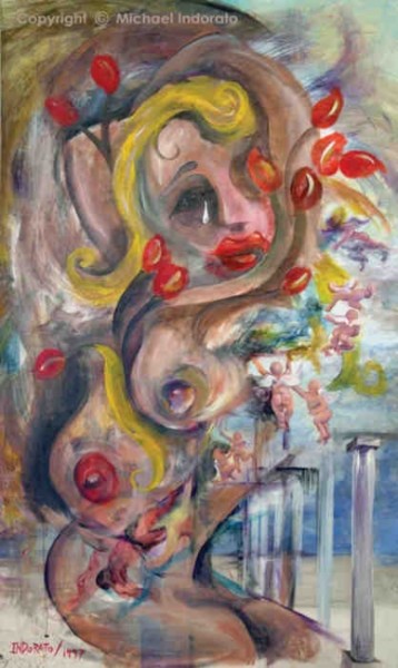Painting titled "Crying Marilyn Nude…" by Michael Indorato, Original Artwork
