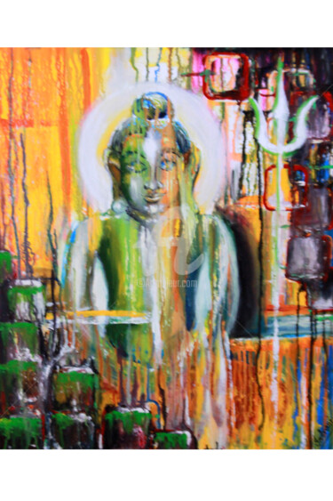 Painting titled "shiv-buddha.jpg" by Indrani Banerjee, Original Artwork, Acrylic