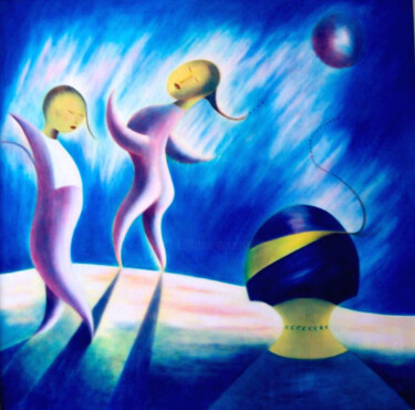 Pintura titulada "La danza de la luna" por Inés Diez, Obra de arte original, Oleo