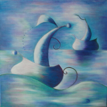 Painting titled "Marina I" by Inés Diez, Original Artwork, Oil Mounted on Wood Stretcher frame