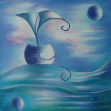 Painting titled "Marina II" by Inés Diez, Original Artwork, Oil Mounted on Wood Stretcher frame