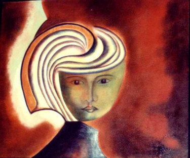 Pintura titulada ""Busto de sirena"" por Inés Diez, Obra de arte original, Oleo