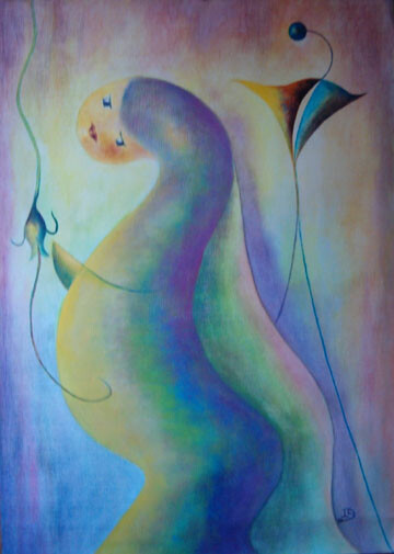 Peinture intitulée ""La novia"" par Inés Diez, Œuvre d'art originale, Huile