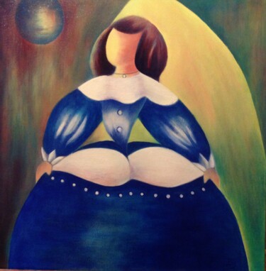 Painting titled "Menina mirando a la…" by Inés Diez, Original Artwork, Oil