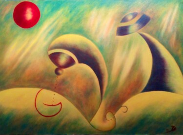 Pintura titulada "El resplandor del s…" por Inés Diez, Obra de arte original, Oleo Montado en Bastidor de camilla de madera