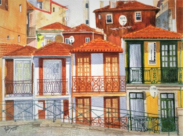 Malerei mit dem Titel "Miragaia Colorida,P…" von Inês Dourado, Original-Kunstwerk, Aquarell