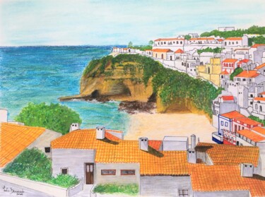 Pittura intitolato "CARVOEIRO BEACH IV(…" da Inês Dourado, Opera d'arte originale, Pastello