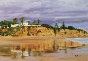 Картина под названием "Reflexos na Praia d…" - Inês Dourado, Подлинное произведение искусства, Масло