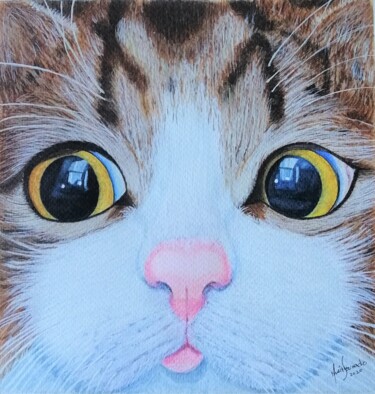 Malerei mit dem Titel "Gatinho - Kitten" von Inês Dourado, Original-Kunstwerk, Aquarell