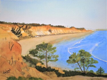 Pintura titulada "Praia da Falésia, A…" por Inês Dourado, Obra de arte original, Acuarela