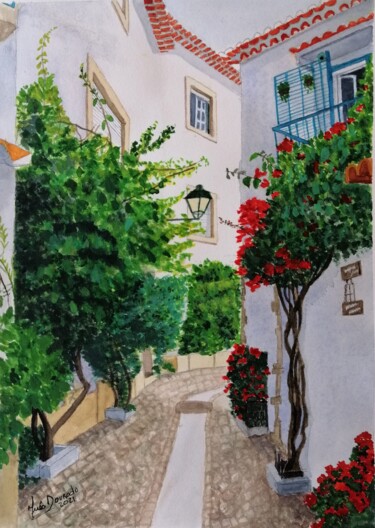 Painting titled "Um Recanto de Casca…" by Inês Dourado, Original Artwork, Watercolor