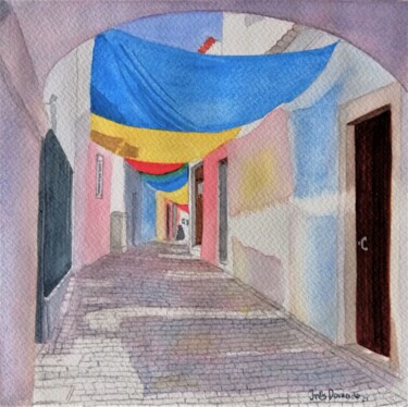 Painting titled "Sombra e Cor - Loul…" by Inês Dourado, Original Artwork, Watercolor