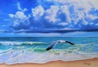 绘画 标题为“O mar e a gaivota” 由Inês Dourado, 原创艺术品, 油