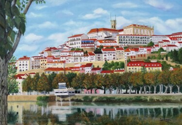 Schilderij getiteld "Coimbra 2020" door Inês Dourado, Origineel Kunstwerk, Olie Gemonteerd op Frame voor houten brancard