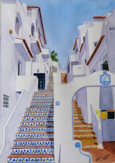 Painting titled "Um Recanto no Carvo…" by Inês Dourado, Original Artwork, Watercolor