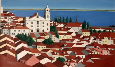 Painting titled "Lisboa III (Lisbon)" by Inês Dourado, Original Artwork, Oil