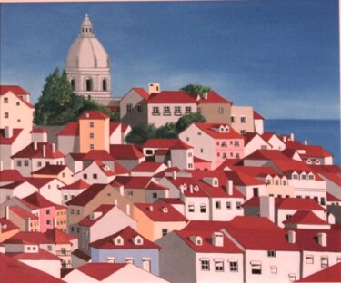 Painting titled "Lisboa IV (Lisbon)" by Inês Dourado, Original Artwork, Oil