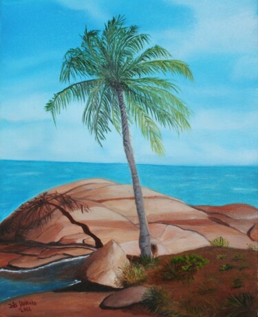 Painting titled "A Ilha do Coqueiro…" by Inês Dourado, Original Artwork, Oil
