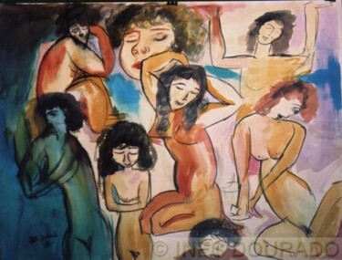 Painting titled "FASES DE MULHER (Wo…" by Inês Dourado, Original Artwork, Watercolor
