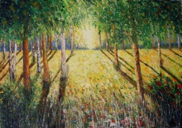 Painting titled "PAISAGEM (Landscape)" by Inês Dourado, Original Artwork, Oil