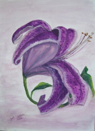 Painting titled "Lírio (Lily)" by Inês Dourado, Original Artwork, Acrylic