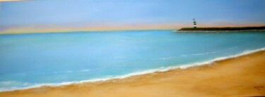 Картина под названием "No pontão da praia…" - Inês Dourado, Подлинное произведение искусства, Масло