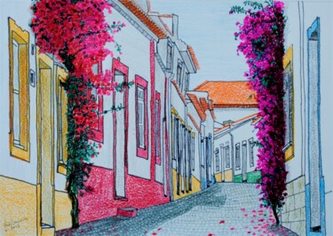 Painting titled "FERRAGUDO VI (Algar…" by Inês Dourado, Original Artwork, Gel pen