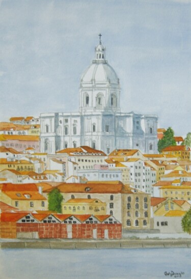 Pintura intitulada "Panteão Nacional, L…" por Inês Dourado, Obras de arte originais, Aquarela