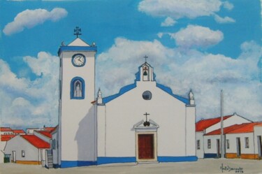 Painting titled "Igreja de Figueira…" by Inês Dourado, Original Artwork, Acrylic
