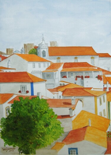 Painting titled "ÓBIDOS (a small med…" by Inês Dourado, Original Artwork, Watercolor