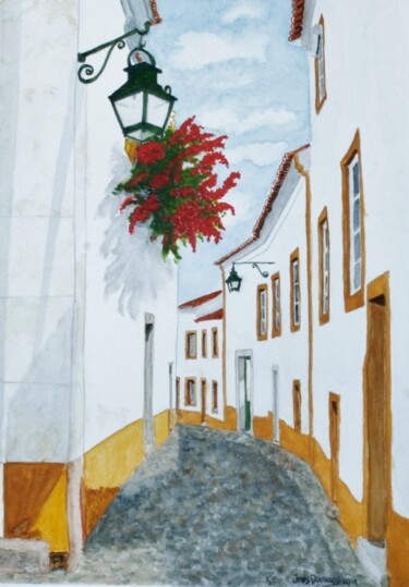 Картина под названием "Uma Rua de Évora -…" - Inês Dourado, Подлинное произведение искусства, Акварель