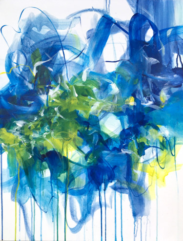 Painting titled "Blue balance" by Ines Khadraoui, Original Artwork, Acrylic Mounted on Wood Stretcher frame