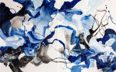 Pintura intitulada "Cosmic blue" por Ines Khadraoui, Obras de arte originais, Acrílico