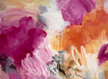Картина под названием "Life in pink" - Ines Khadraoui, Подлинное произведение искусства, Акрил Установлен на Деревянная рама…