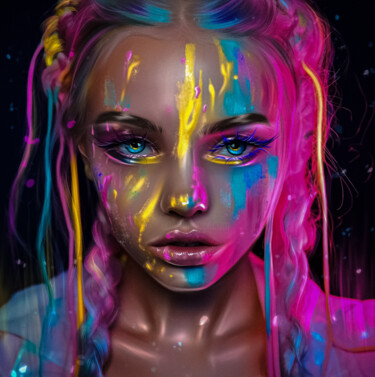 Цифровое искусство под названием "Девушка в краске" - Inesa Zykova, Подлинное произведение искусства, Цифровая живопись