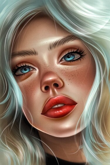 Digital Arts titled "Цифровая блондинка" by Inesa Zykova, Original Artwork, Digital Painting