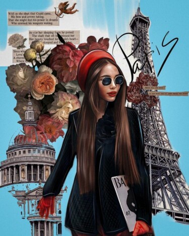 Grafika cyfrowa / sztuka generowana cyfrowo zatytułowany „Paris” autorstwa Inesa Zykova, Oryginalna praca, Malarstwo cyfrowe
