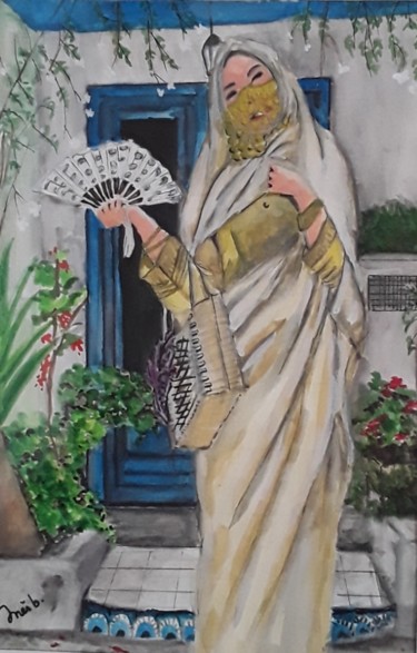 Peinture intitulée "Le jour du Hamam" par Inès Ben Gadha Boufarès (Inès b.), Œuvre d'art originale, Aquarelle
