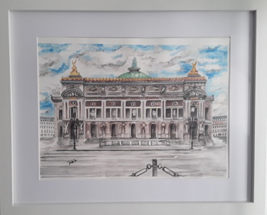绘画 标题为“L'opéra de Paris” 由Inès Ben Gadha Boufarès (Inès b.), 原创艺术品, 水彩