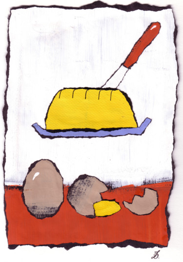 Dessin intitulée "Beurre & Oeufs" par Inès Dauxerre, Œuvre d'art originale