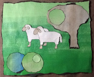 Dessin intitulée "Moutons" par Inès Dauxerre, Œuvre d'art originale